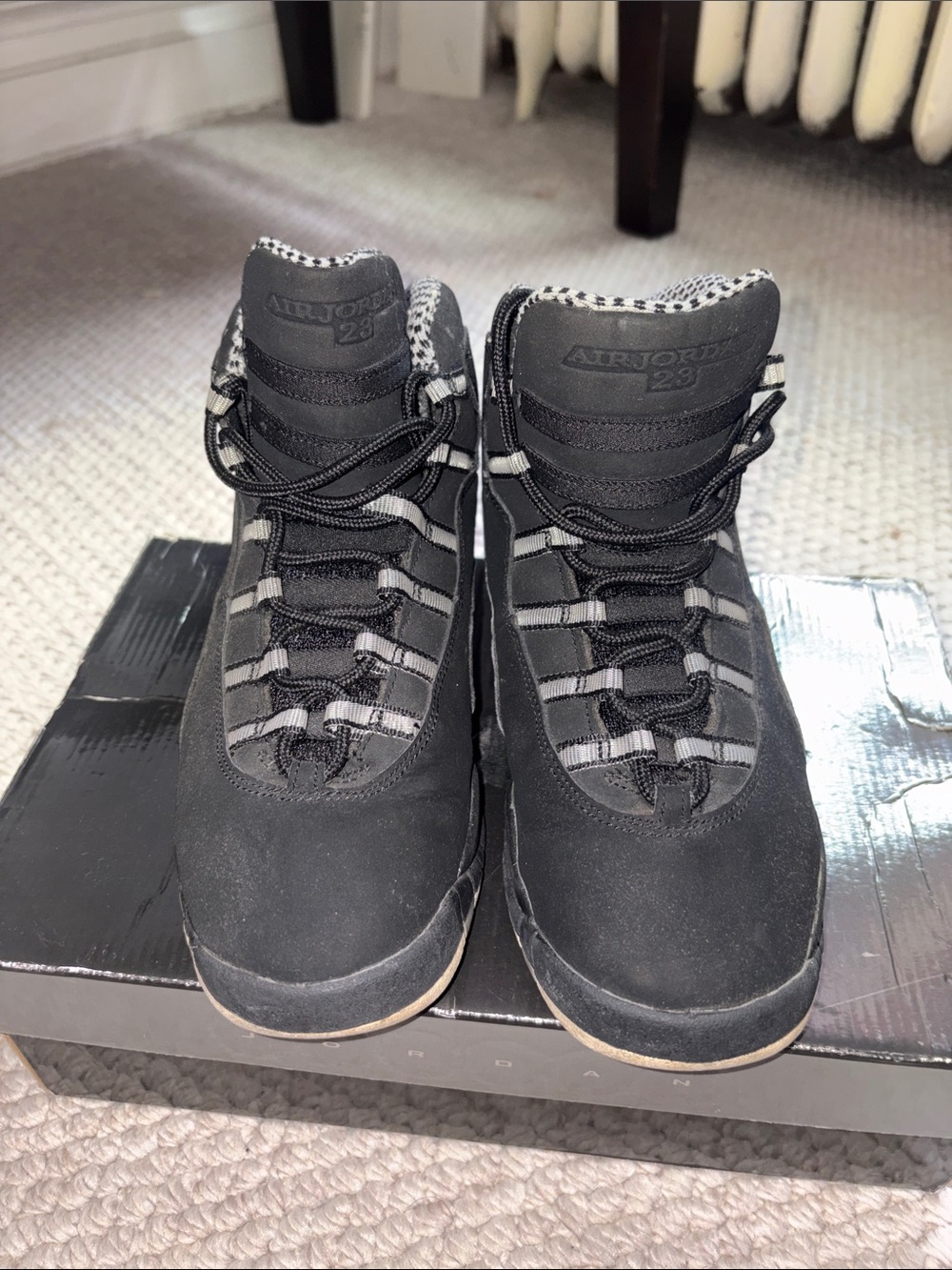 Jordan Men’s Black and Gray High-Top Sneakers